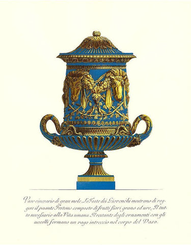 Blue Urn I Black Ornate Wood Framed Art Print with Double Matting by Piranesi