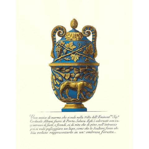 Blue Urn II White Modern Wood Framed Art Print by Piranesi