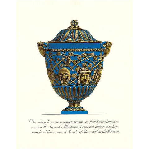 Blue Urn III Black Modern Wood Framed Art Print with Double Matting by Piranesi