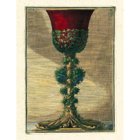 Red Goblet I Black Modern Wood Framed Art Print with Double Matting by Giardini, Giovanni