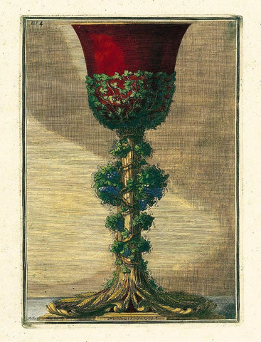 Red Goblet I White Modern Wood Framed Art Print with Double Matting by Giardini, Giovanni