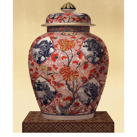 Oriental Blue Vase III Gold Ornate Wood Framed Art Print with Double Matting by Unknown