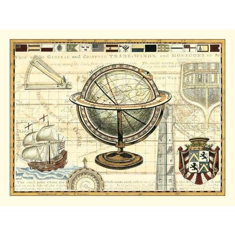 Nautical Map II White Modern Wood Framed Art Print by Bookman, D.