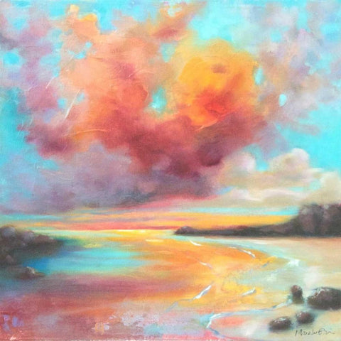 Storms End White Modern Wood Framed Art Print by Quin, Marabeth