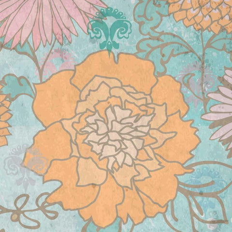 French Peony I Gold Ornate Wood Framed Art Print with Double Matting by Mark, Leslie