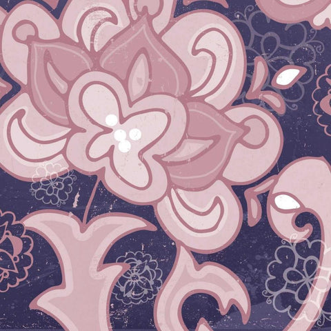 Paisley Blossom Mauve I White Modern Wood Framed Art Print with Double Matting by Mark, Leslie