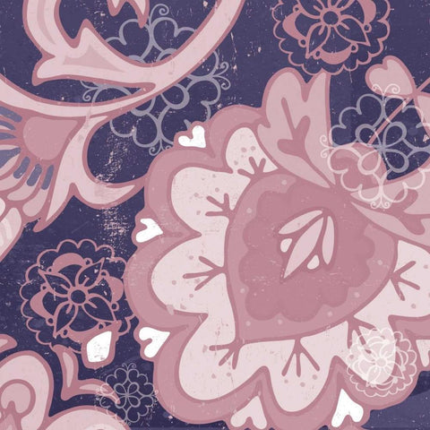 Paisley Blossom Mauve II White Modern Wood Framed Art Print with Double Matting by Mark, Leslie