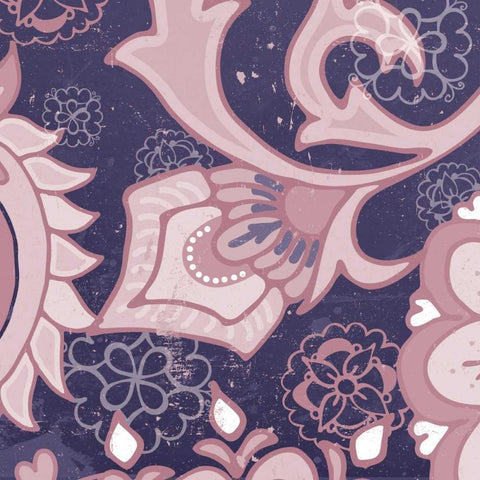 Paisley Blossom Mauve III Black Ornate Wood Framed Art Print with Double Matting by Mark, Leslie