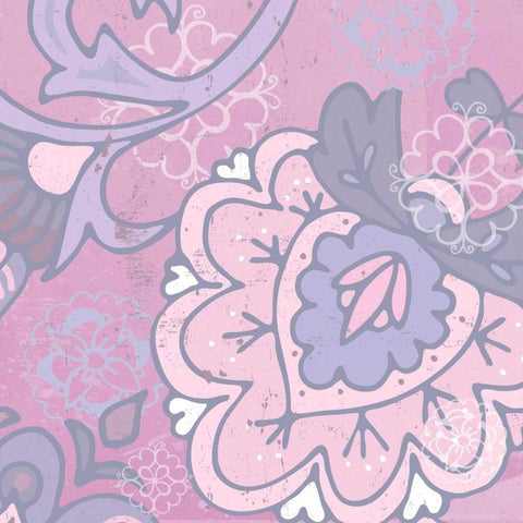 Paisley Blossom Pink II Black Ornate Wood Framed Art Print with Double Matting by Mark, Leslie