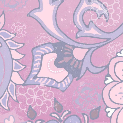 Paisley Blossom Pink III Black Ornate Wood Framed Art Print with Double Matting by Mark, Leslie