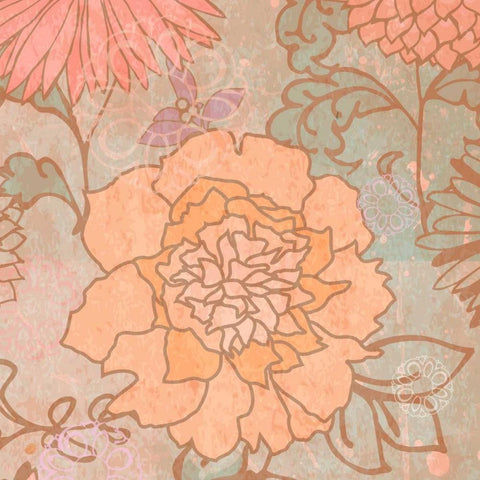 Floral Punch I Black Ornate Wood Framed Art Print with Double Matting by Mark, Leslie