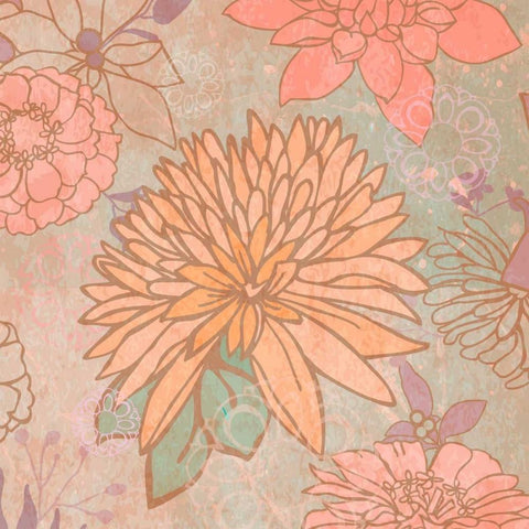 Floral Punch II Black Ornate Wood Framed Art Print with Double Matting by Mark, Leslie