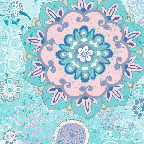 Paisley Faire III White Modern Wood Framed Art Print with Double Matting by Mark, Leslie