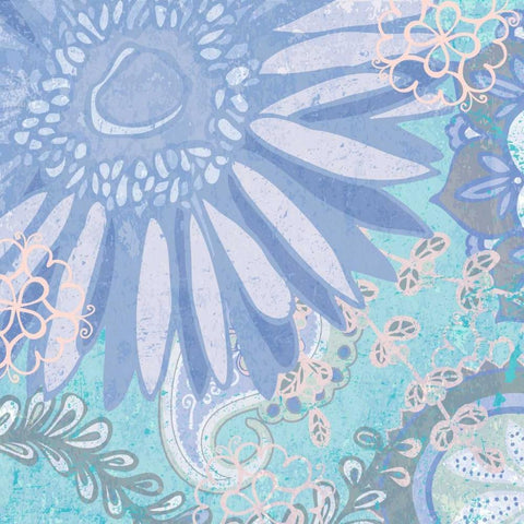 Dancing Daisy I White Modern Wood Framed Art Print with Double Matting by Mark, Leslie