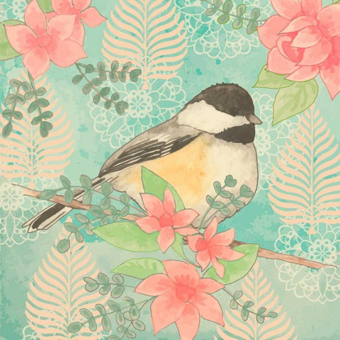 Chickadee Day I Gold Ornate Wood Framed Art Print with Double Matting by Mark, Leslie