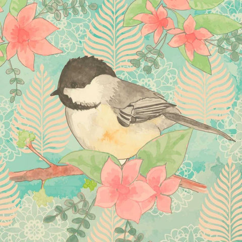 Chickadee Day II White Modern Wood Framed Art Print by Mark, Leslie