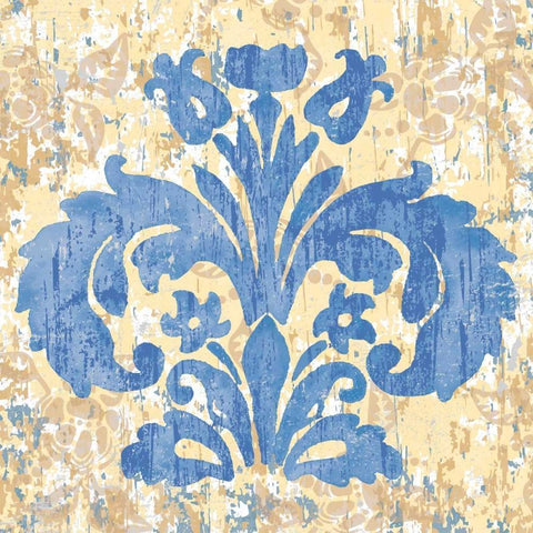 Damask Stamp I White Modern Wood Framed Art Print by Mark, Leslie