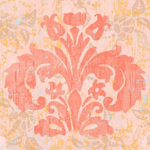 Damask Stamp II Gold Ornate Wood Framed Art Print with Double Matting by Mark, Leslie