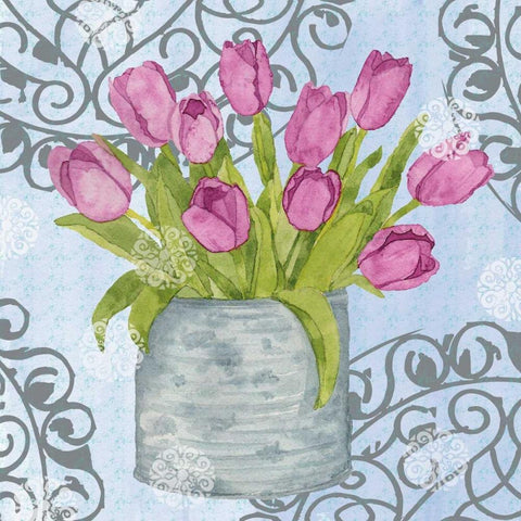 Garden Gate Flowers II White Modern Wood Framed Art Print by Mark, Leslie