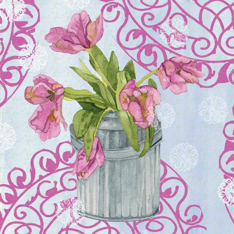 Garden Gate Flowers III Black Modern Wood Framed Art Print by Mark, Leslie