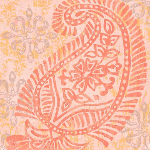 Block Print Paisley I Black Ornate Wood Framed Art Print with Double Matting by Mark, Leslie
