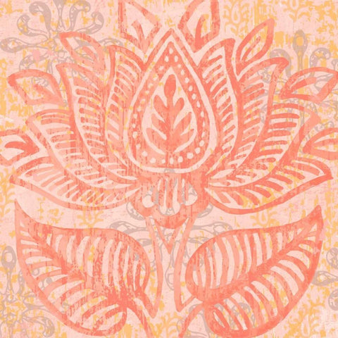 Block Print Paisley II Black Ornate Wood Framed Art Print with Double Matting by Mark, Leslie