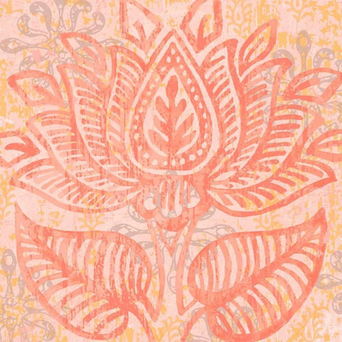 Block Print Paisley II Gold Ornate Wood Framed Art Print with Double Matting by Mark, Leslie