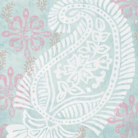 Block Print Lotus I White Modern Wood Framed Art Print by Mark, Leslie