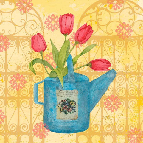 Garden Gift I Black Ornate Wood Framed Art Print with Double Matting by Mark, Leslie