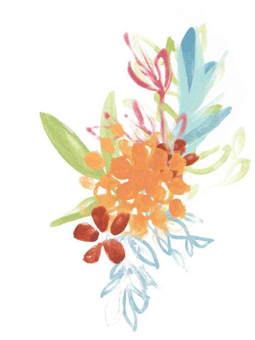 Flora Moderne IV White Modern Wood Framed Art Print with Double Matting by Vess, June Erica