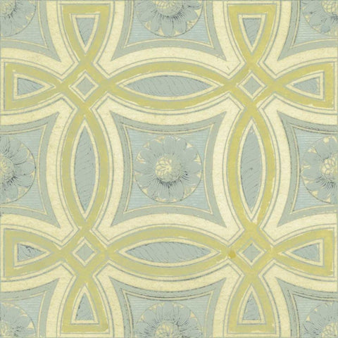 Pastel Tile Design III Gold Ornate Wood Framed Art Print with Double Matting by Studio W
