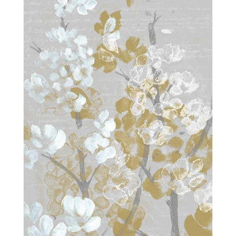 Mustard on Grey Blooms I Black Modern Wood Framed Art Print by Goldberger, Jennifer