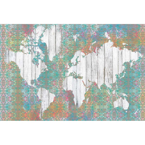 Boho Map I Black Modern Wood Framed Art Print with Double Matting by Goldberger, Jennifer