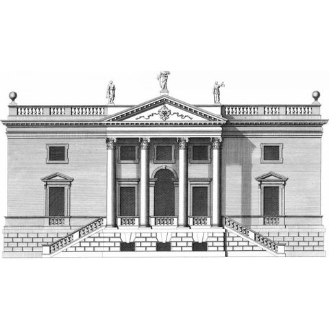 Custom Vintage Facade Blueprint V Black Modern Wood Framed Art Print by Hulsburgh, H.