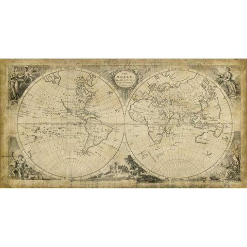 World Discoveries Map Black Modern Wood Framed Art Print with Double Matting by Jeffreys, T.