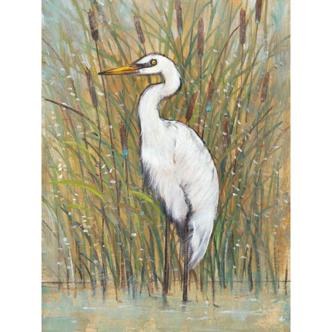 White Egret I Gold Ornate Wood Framed Art Print with Double Matting by OToole, Tim