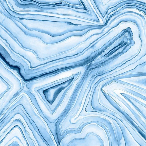 Indigo Agate Abstract  I White Modern Wood Framed Art Print by Meagher, Megan