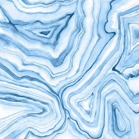 Indigo Agate Abstract  II White Modern Wood Framed Art Print with Double Matting by Meagher, Megan