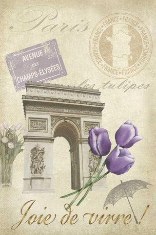 Paris Tour II Black Ornate Wood Framed Art Print with Double Matting by Reynolds, Jade