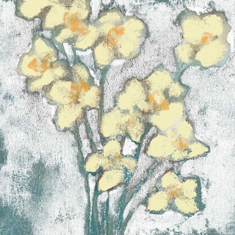 Buttercups I White Modern Wood Framed Art Print with Double Matting by Goldberger, Jennifer