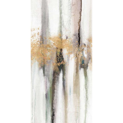 Falling Gold Leaf II Black Modern Wood Framed Art Print with Double Matting by Studio W