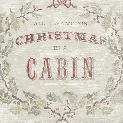 Cabin Christmas IV Black Ornate Wood Framed Art Print with Double Matting by Vess, June Erica