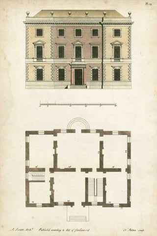 Design for a Building I White Modern Wood Framed Art Print with Double Matting by Addison, J.