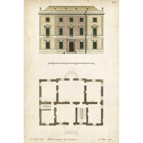 Design for a Building I Black Modern Wood Framed Art Print with Double Matting by Addison, J.