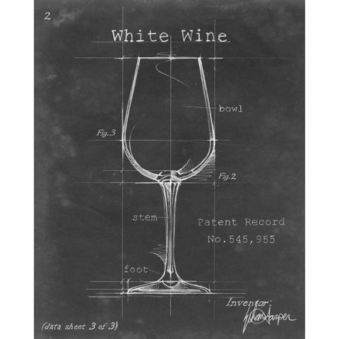 Barware Blueprint IV White Modern Wood Framed Art Print by Harper, Ethan