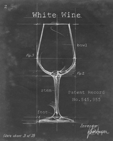 Barware Blueprint IV White Modern Wood Framed Art Print with Double Matting by Harper, Ethan