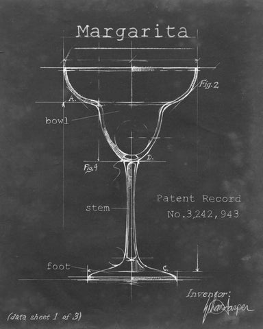 Barware Blueprint VI White Modern Wood Framed Art Print with Double Matting by Harper, Ethan