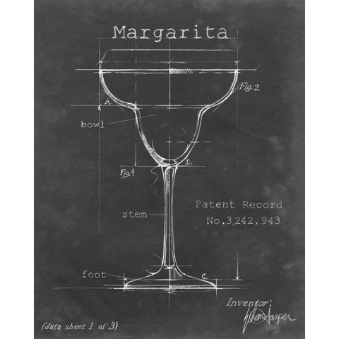 Barware Blueprint VI Black Modern Wood Framed Art Print with Double Matting by Harper, Ethan