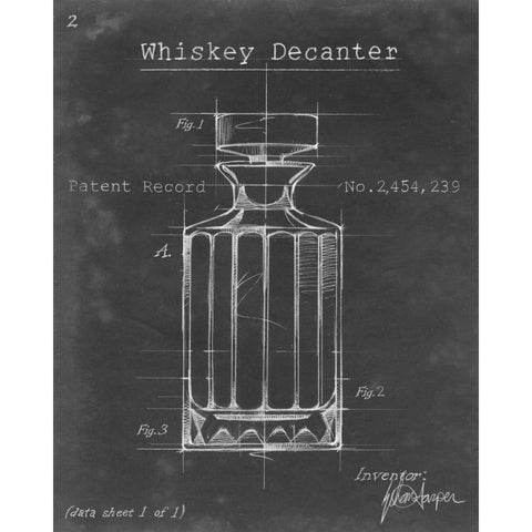 Barware Blueprint VII Black Modern Wood Framed Art Print by Harper, Ethan