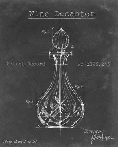 Barware Blueprint VIII White Modern Wood Framed Art Print with Double Matting by Harper, Ethan